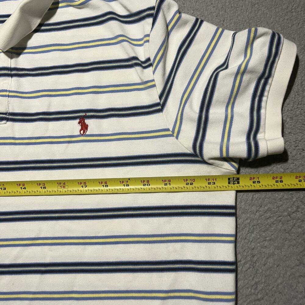Polo Ralph Lauren Mens XXL White Stripe Polo Shirt Custom Fit Cotton Casual - Picture 6 of 11
